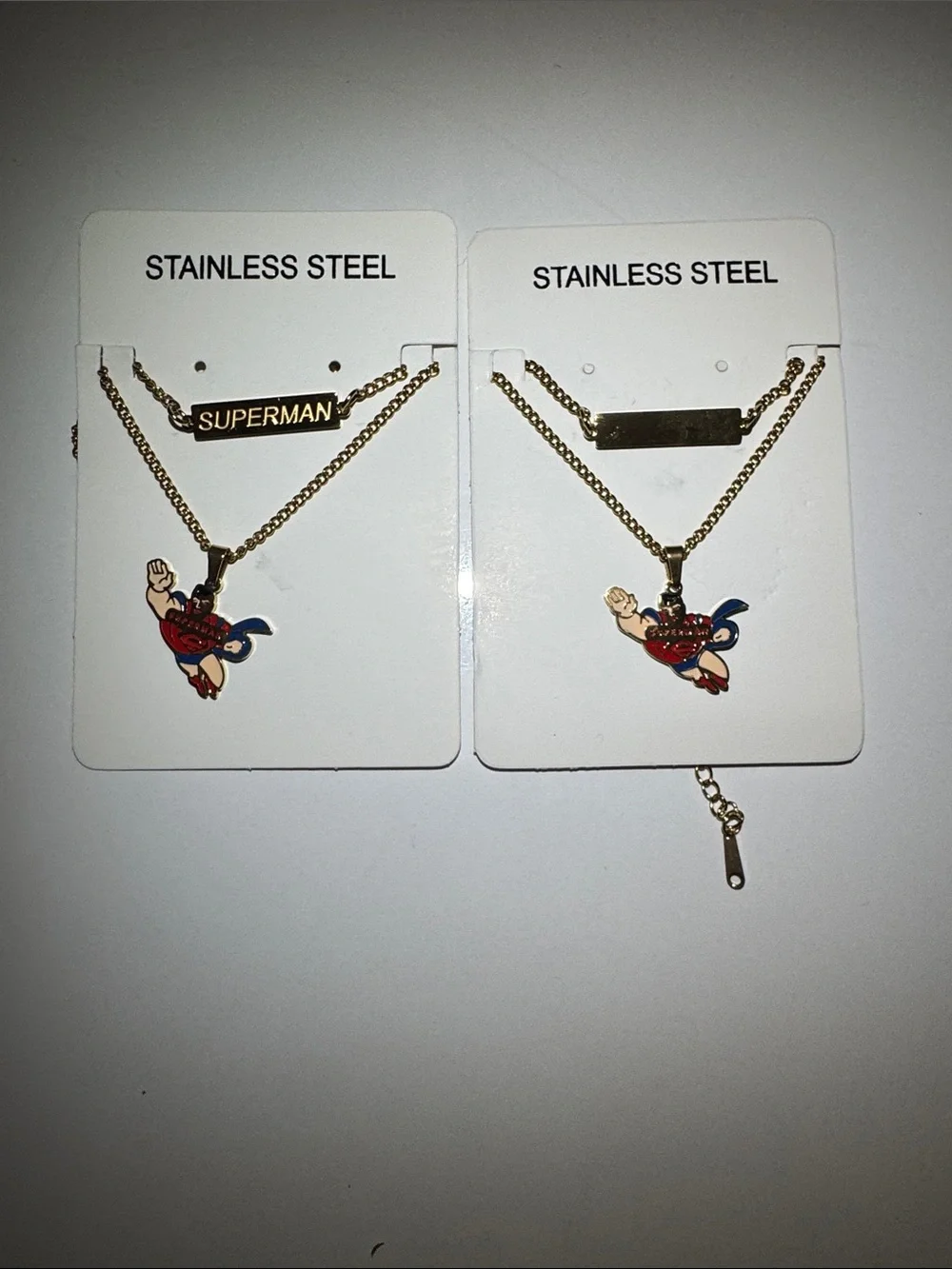 Kids Gold-Tone Superman Pendant Necklace - Red & Blue Charm